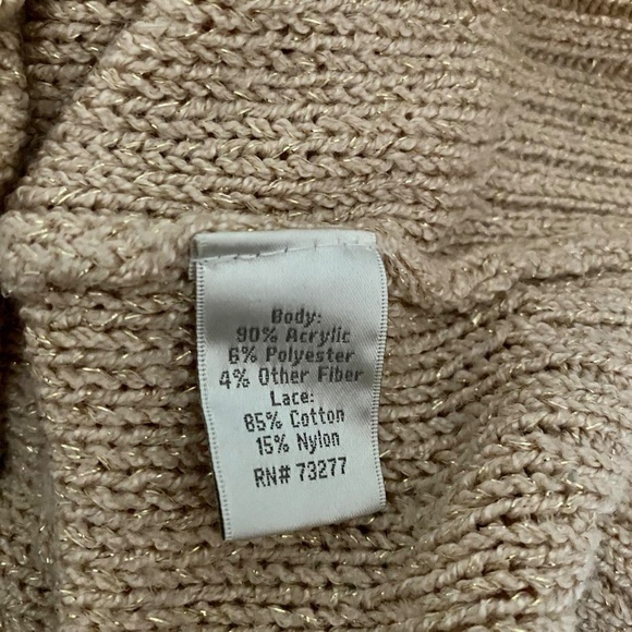 Lauren Conrad Pink Knit Sweater Lace Applique Hearts Size XL - Picture 7 of 9